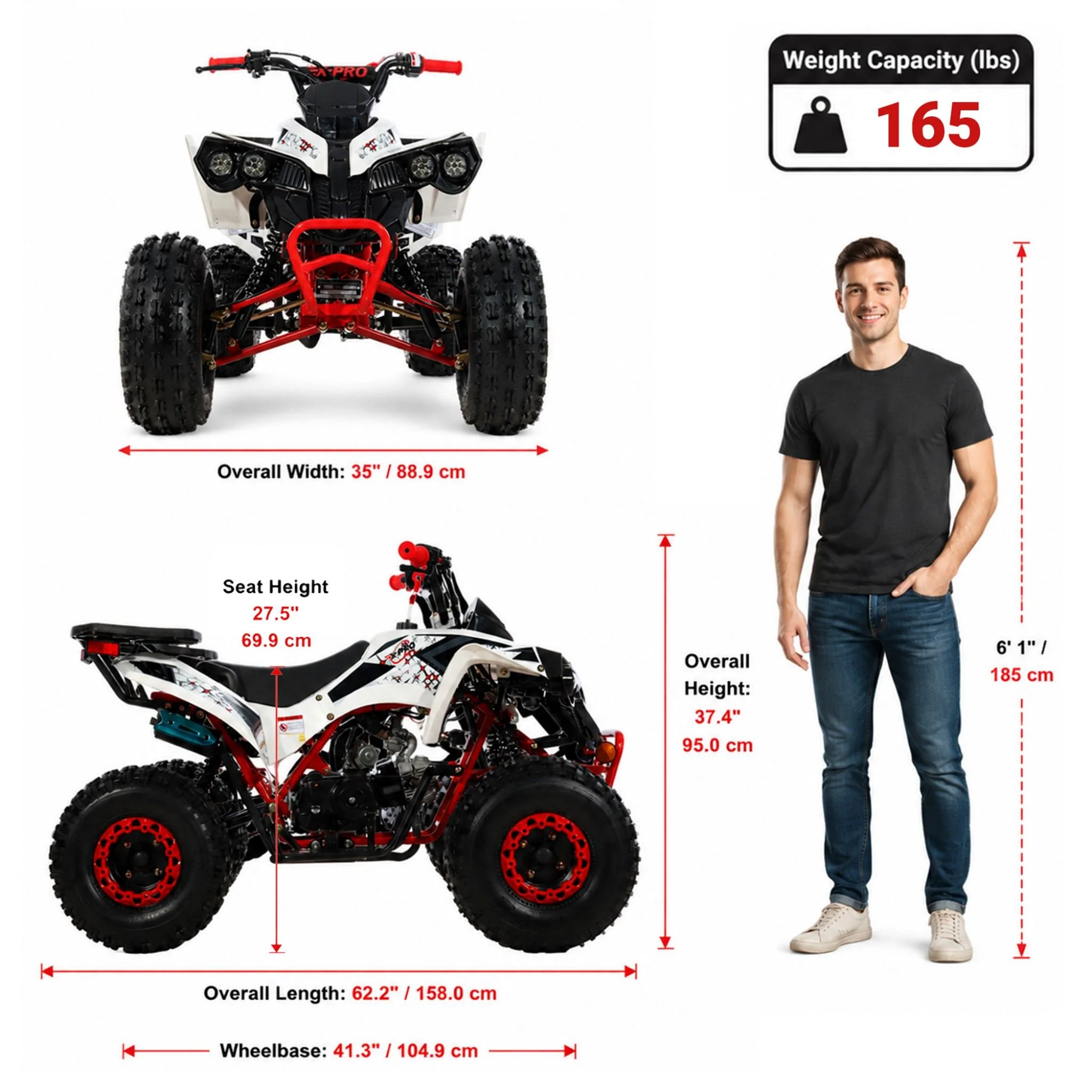 Free Shipping! X-PRO Storm 125cc ATV with Automatic Transmission w/Reverse, LED Headlights, Electric Start, Big 19in/18in Tires! - Image 6