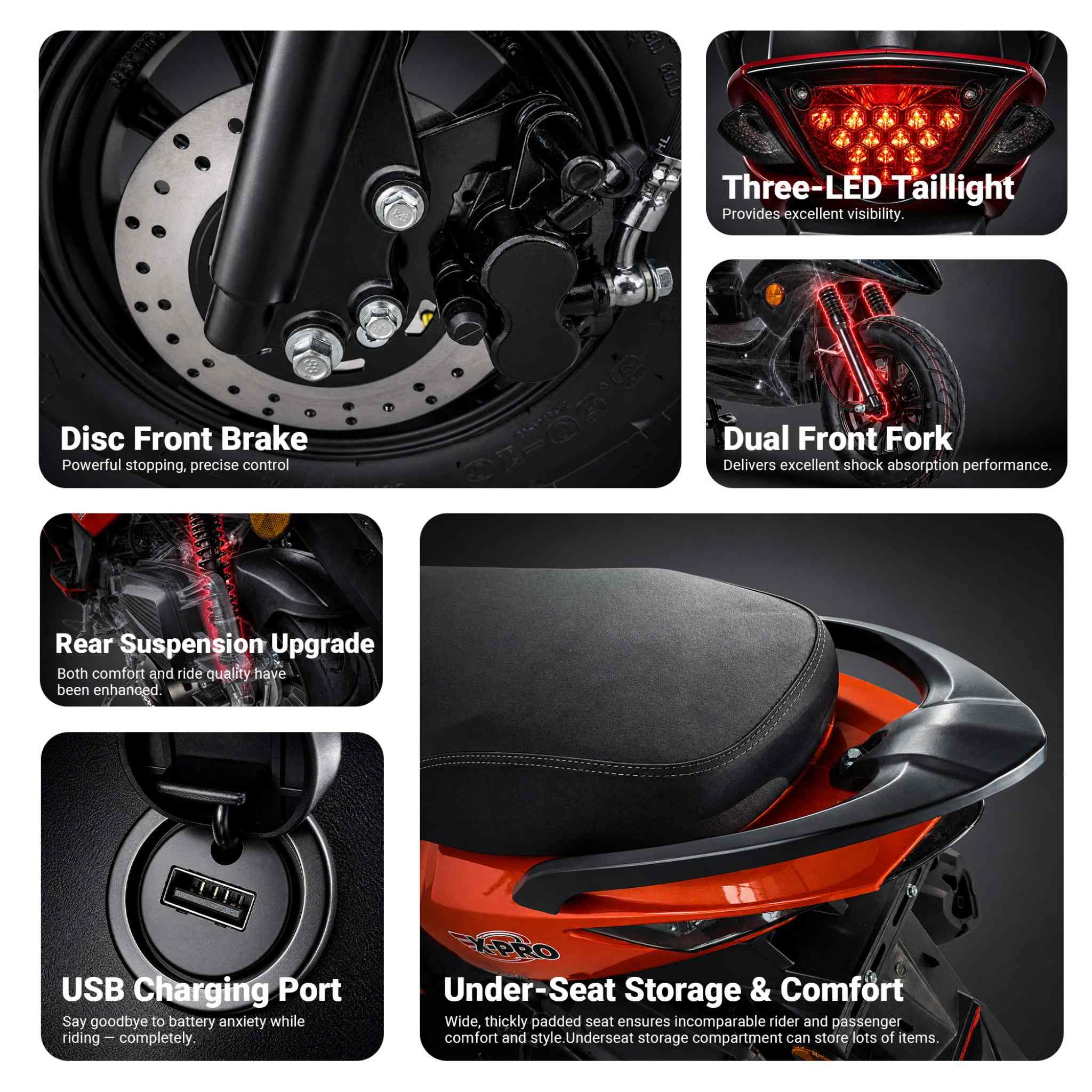 Free Shipping! X-PRO Bali 150cc Moped Scooter with 10" Wheels! Electric Start, Large Headlights! - Image 5
