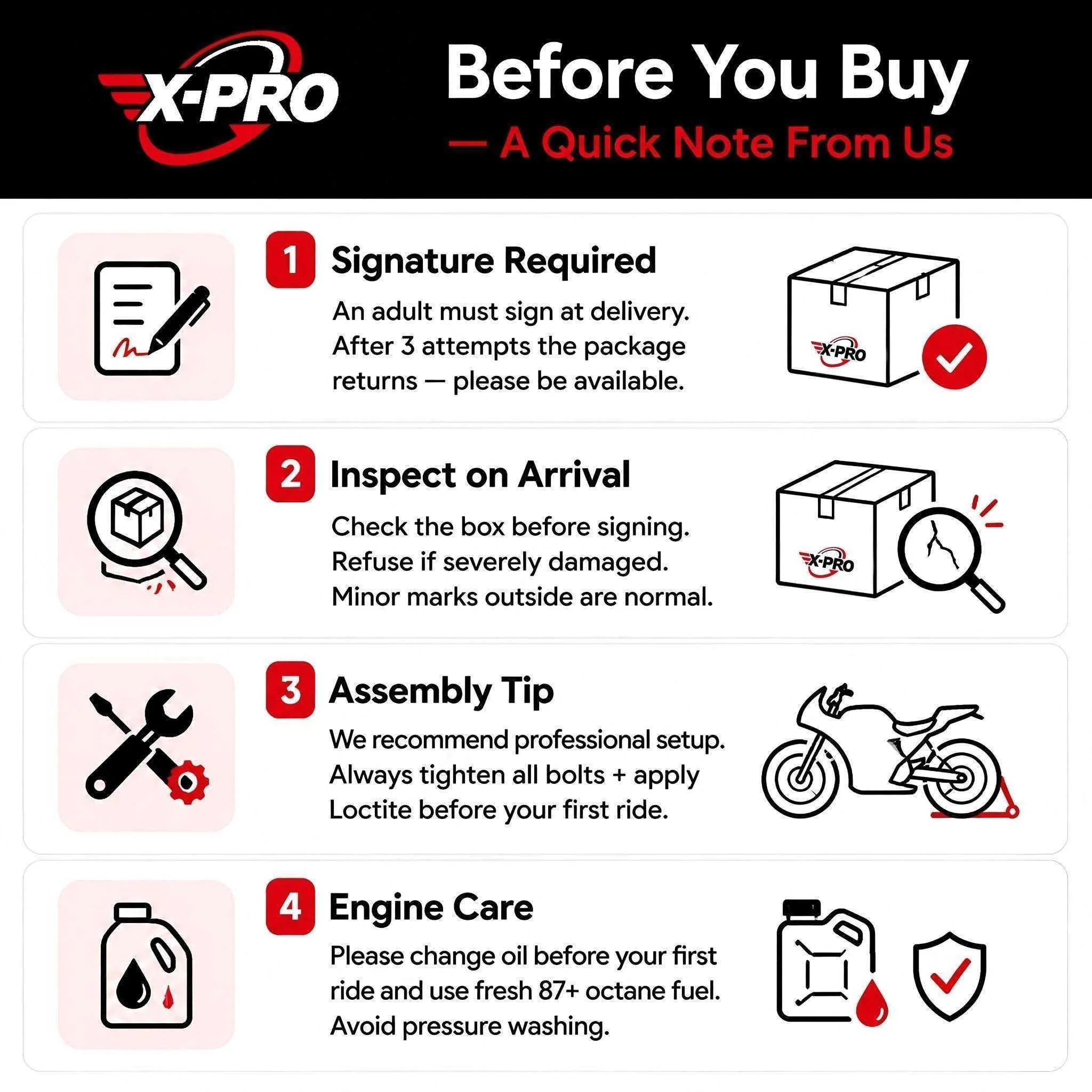 Free Shipping! X-PRO TANK 200 EFI Electronic Fuel Injection Moped Scooter with 12" Alloy Wheels! LED Lights! - Image 10