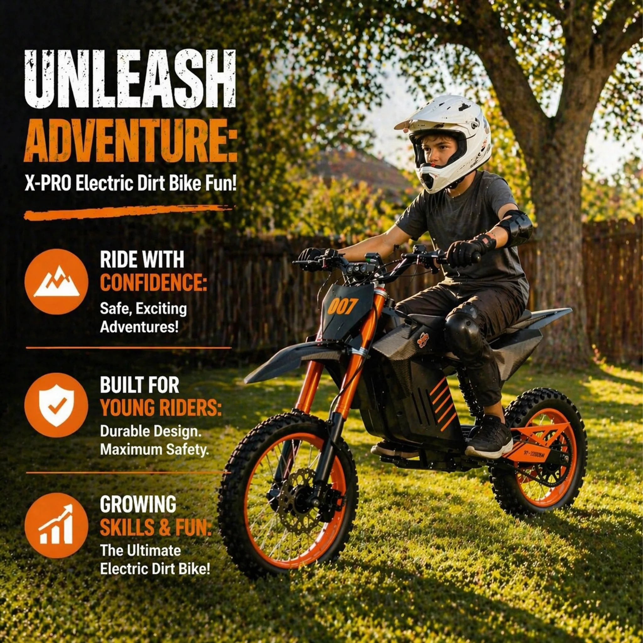 Free Shipping! X-PRO Drax Sport 2700W 48V 23AH Teens Adults Electric Dirt Bike with New Version LED Light! 14"/12" Wheels! - Image 6