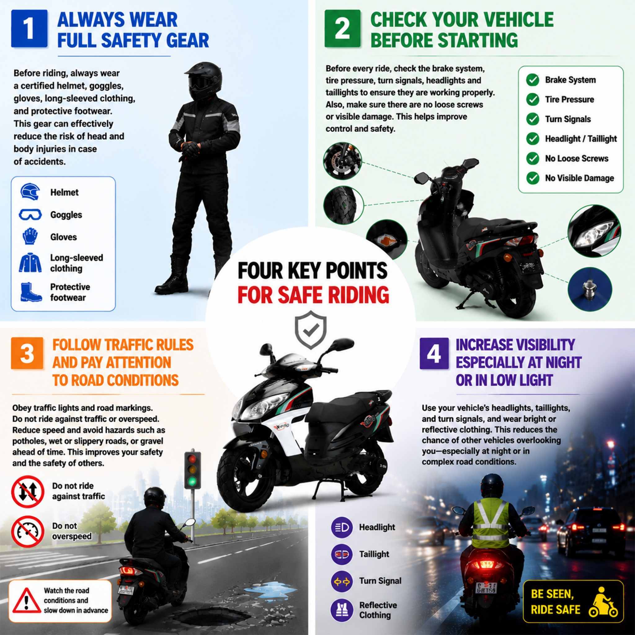 Free Shipping! X-PRO Fiji 200 Moped Scooter with 13" Aluminum Wheels! Electric/Kick Start! - Image 11