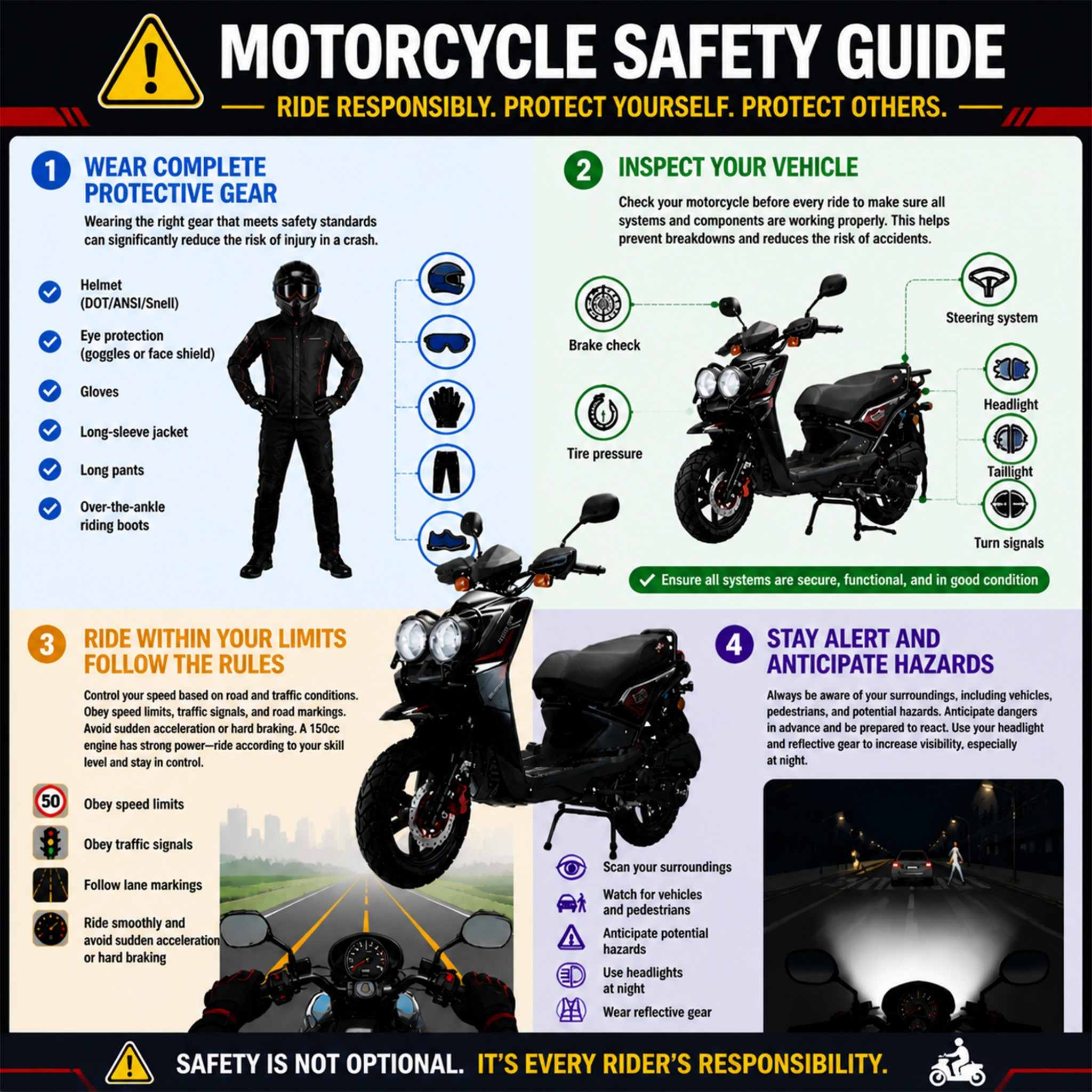 Free Shipping! X-PRO Lanai 150cc Moped Scooter with 12" Aluminum Wheels, Electric/Kick Start, Dual Headlights and Tail Lights! - Image 11