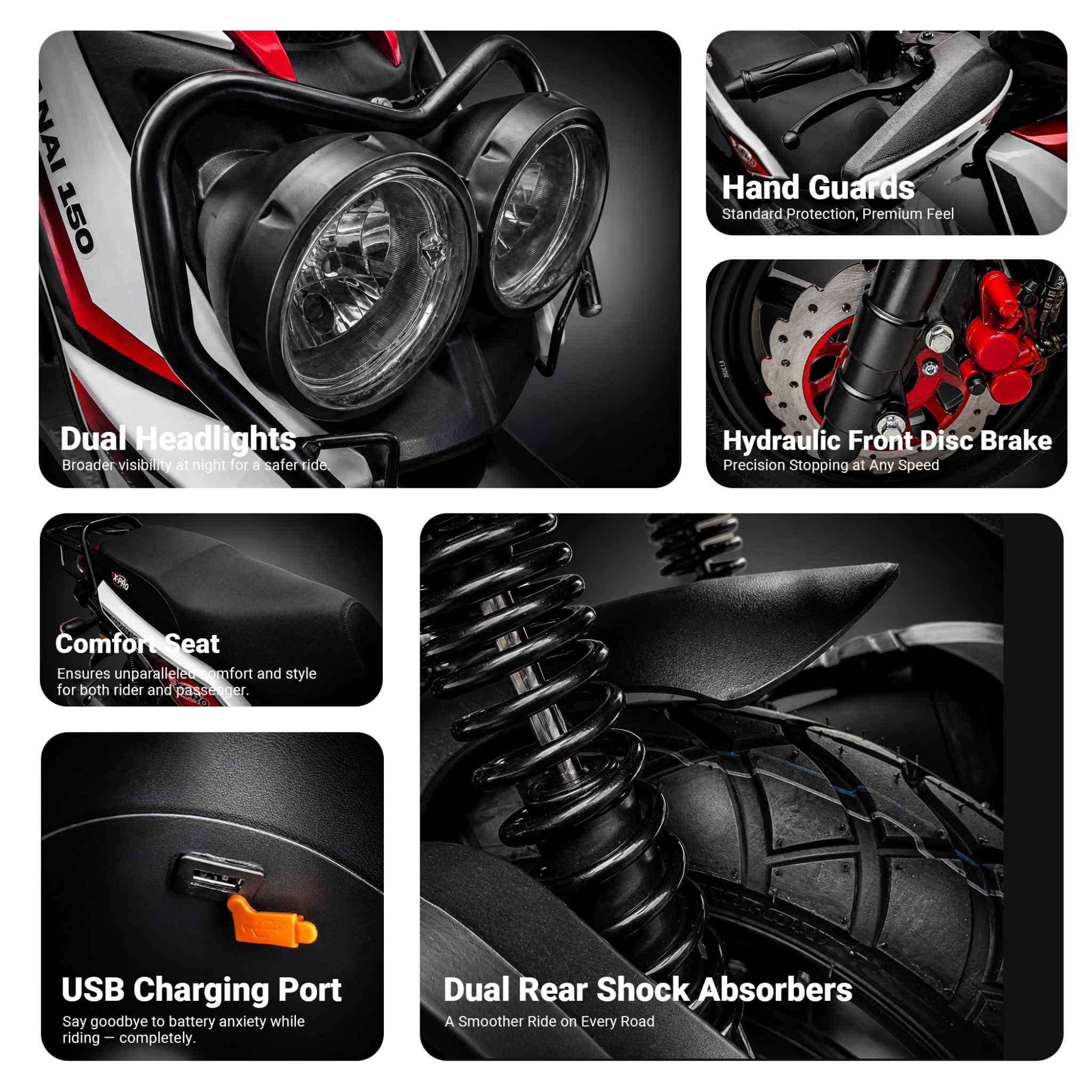 Free Shipping! X-PRO Lanai 150cc Moped Scooter with 12" Aluminum Wheels, Electric/Kick Start, Dual Headlights and Tail Lights! - Image 5