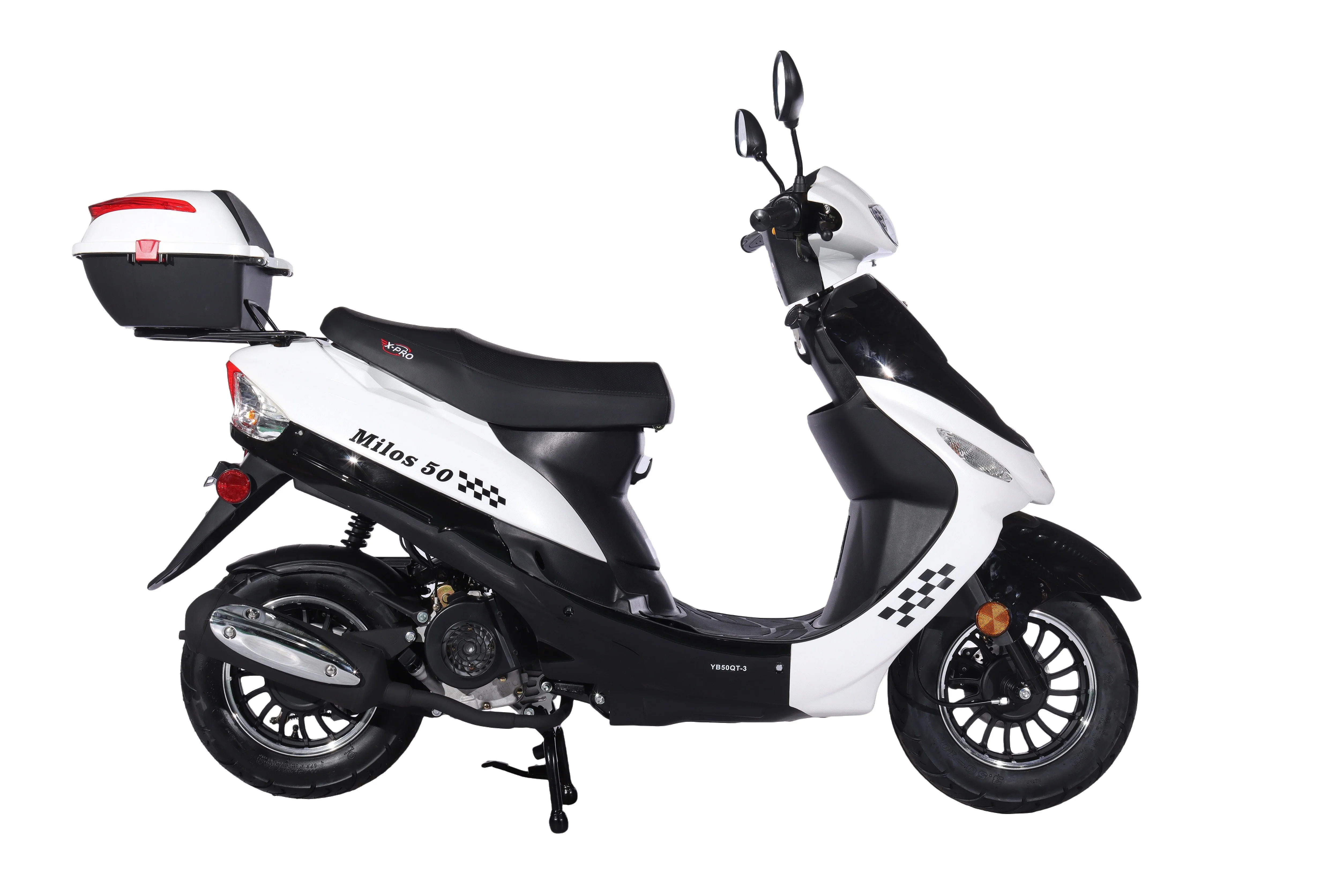 Free Shipping! X-PRO Milos 50cc Moped Scooter with 10in Aluminum Wheels, Rear Trunk, Electric/Kick Start! Large LED Headlight! - Image 12