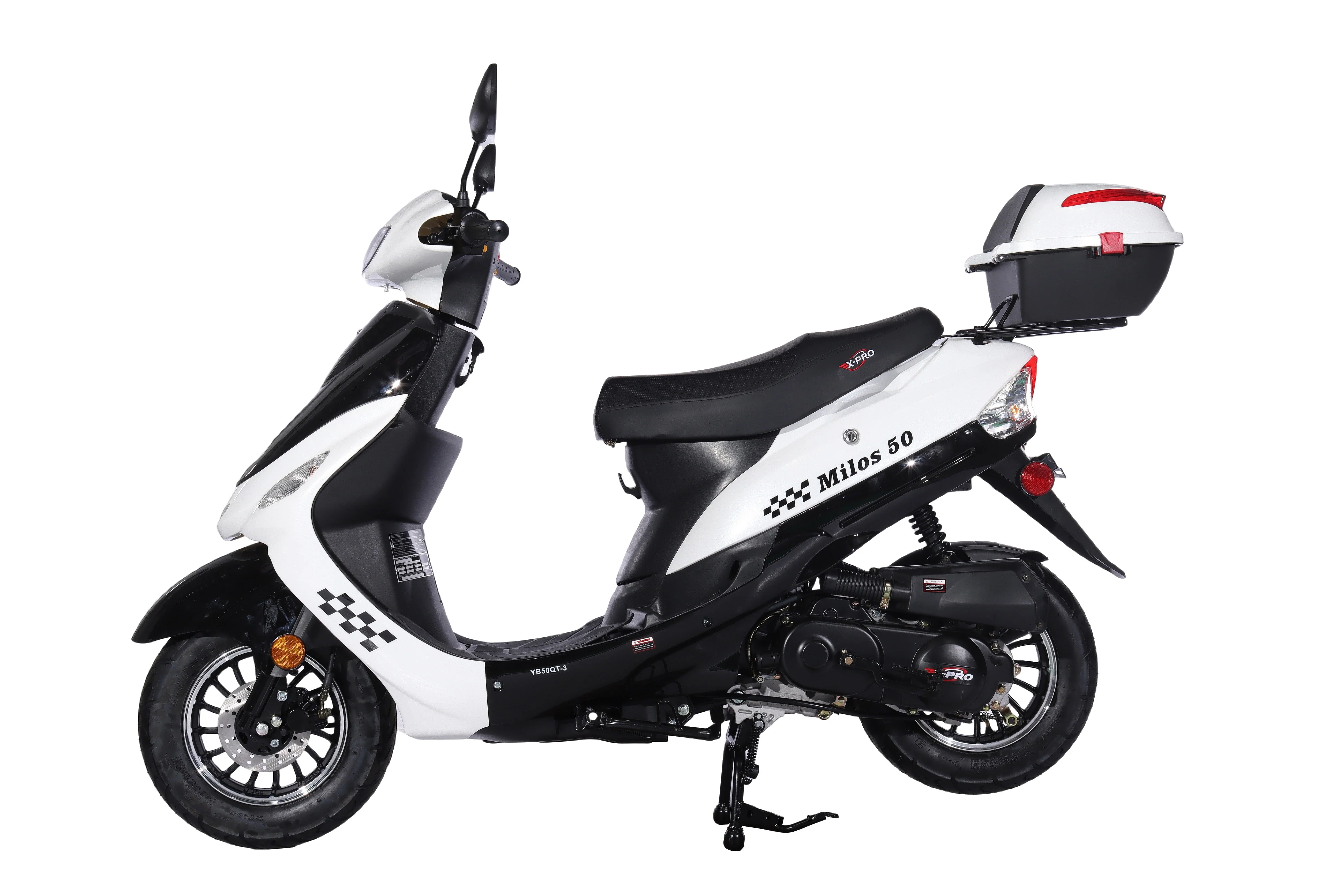 Free Shipping! X-PRO Milos 50cc Moped Scooter with 10in Aluminum Wheels, Rear Trunk, Electric/Kick Start! Large LED Headlight! - Image 16