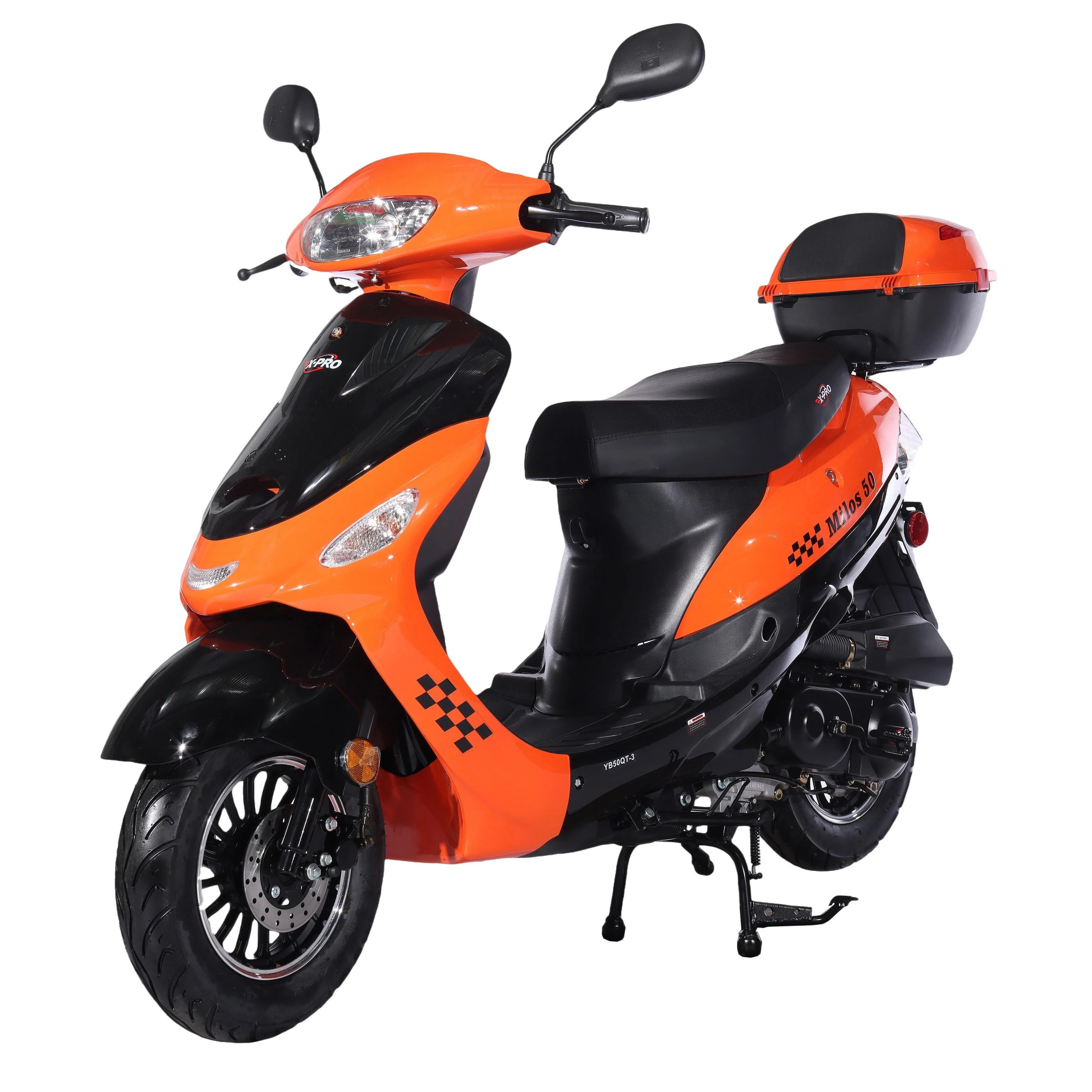 Free Shipping! X-PRO Milos 50cc Moped Scooter with 10in Aluminum Wheels, Rear Trunk, Electric/Kick Start! Large LED Headlight! - Image 25