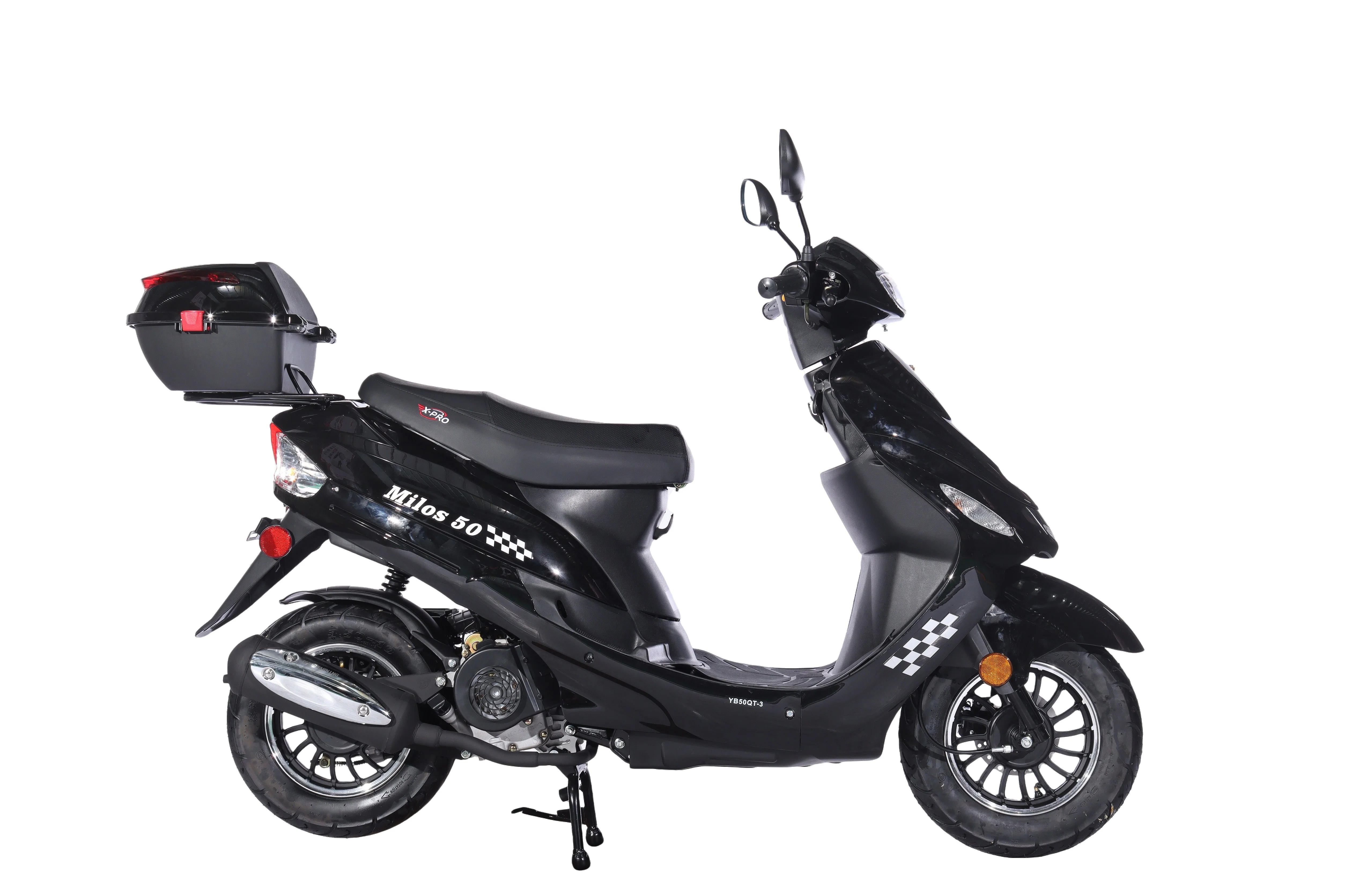 Free Shipping! X-PRO Milos 50cc Moped Scooter with 10in Aluminum Wheels, Rear Trunk, Electric/Kick Start! Large LED Headlight! - Image 4