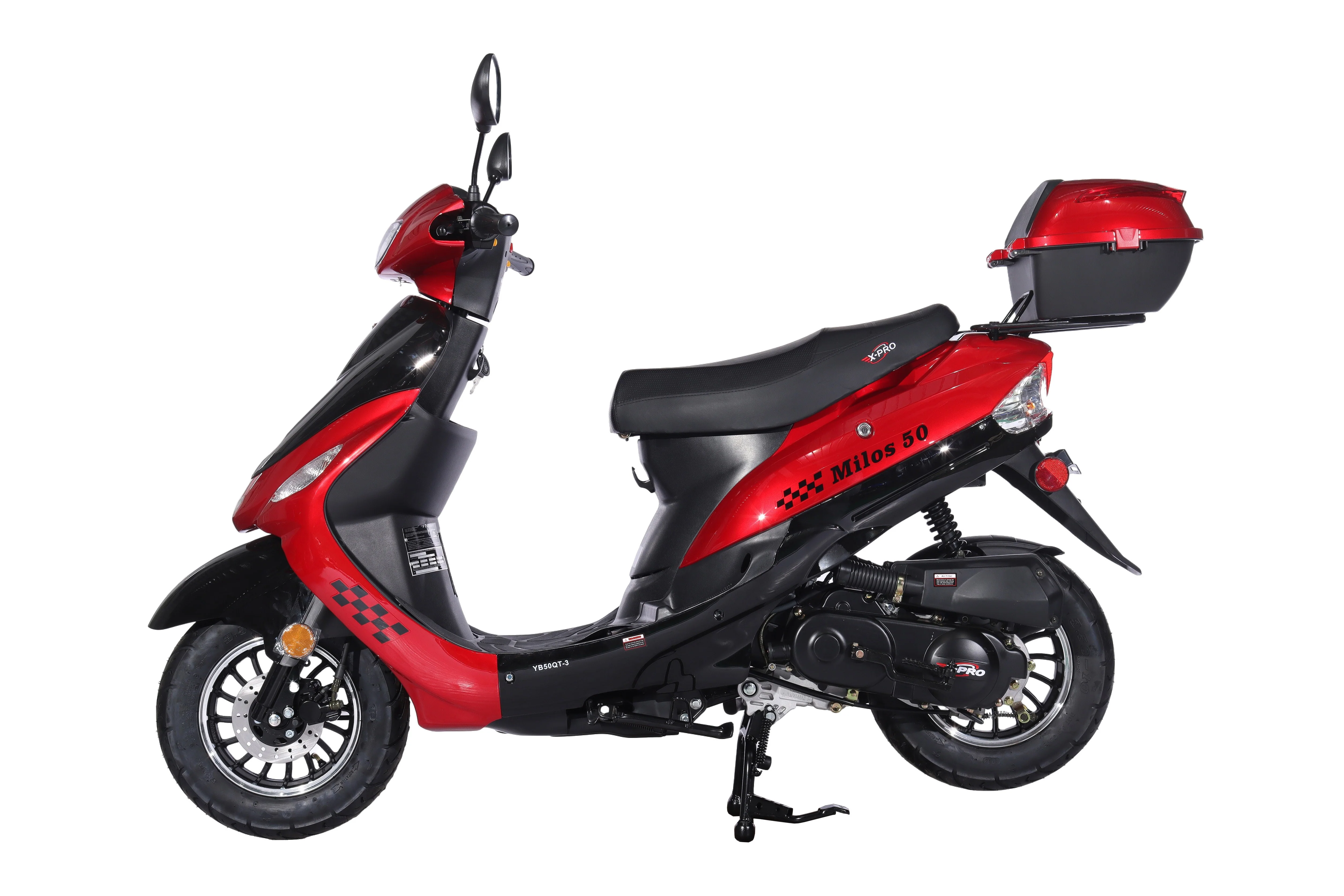 Free Shipping! X-PRO Milos 50cc Moped Scooter with 10in Aluminum Wheels, Rear Trunk, Electric/Kick Start! Large LED Headlight! - Image 48