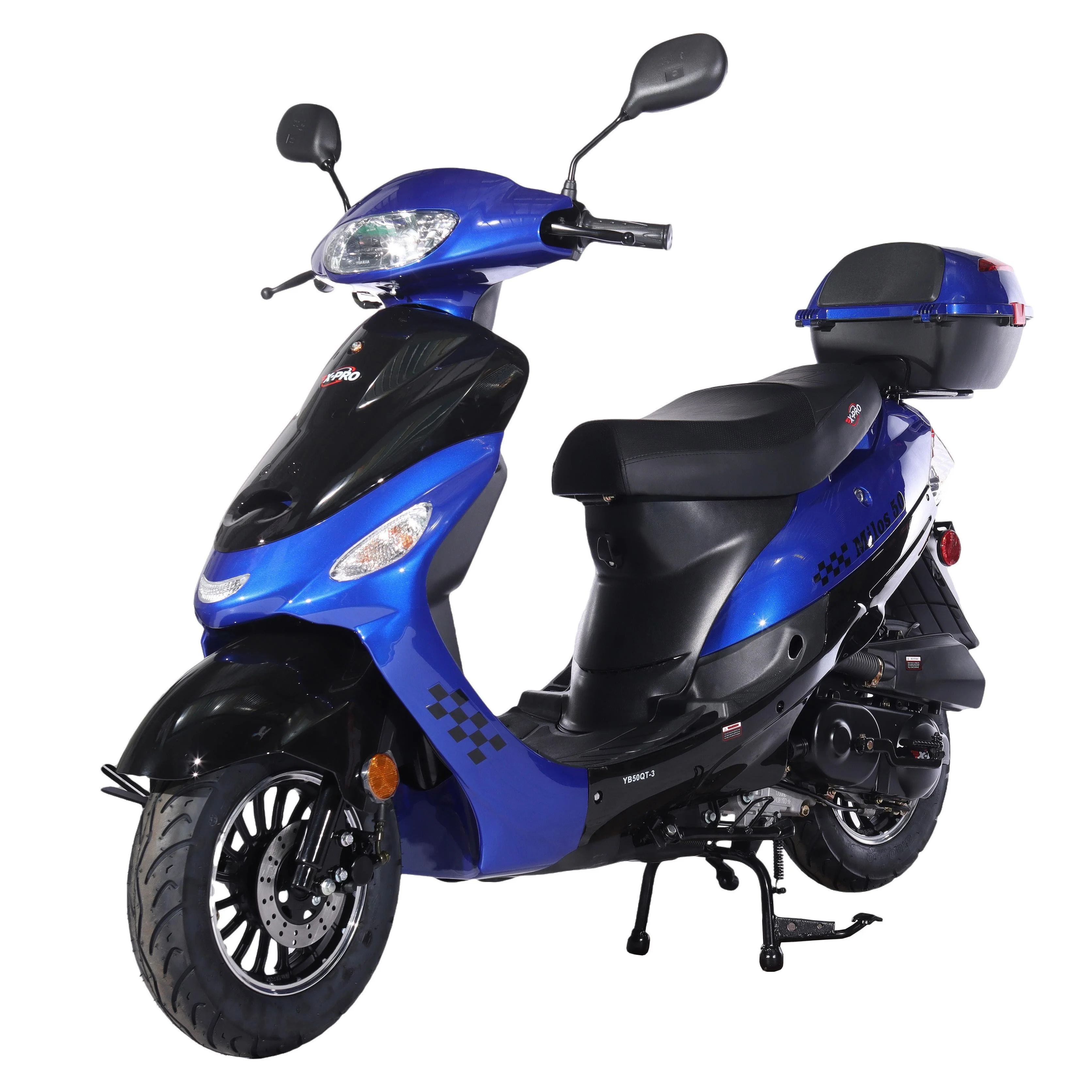 Free Shipping! X-PRO Milos 50cc Moped Scooter with 10in Aluminum Wheels, Rear Trunk, Electric/Kick Start! Large LED Headlight! - Image 49