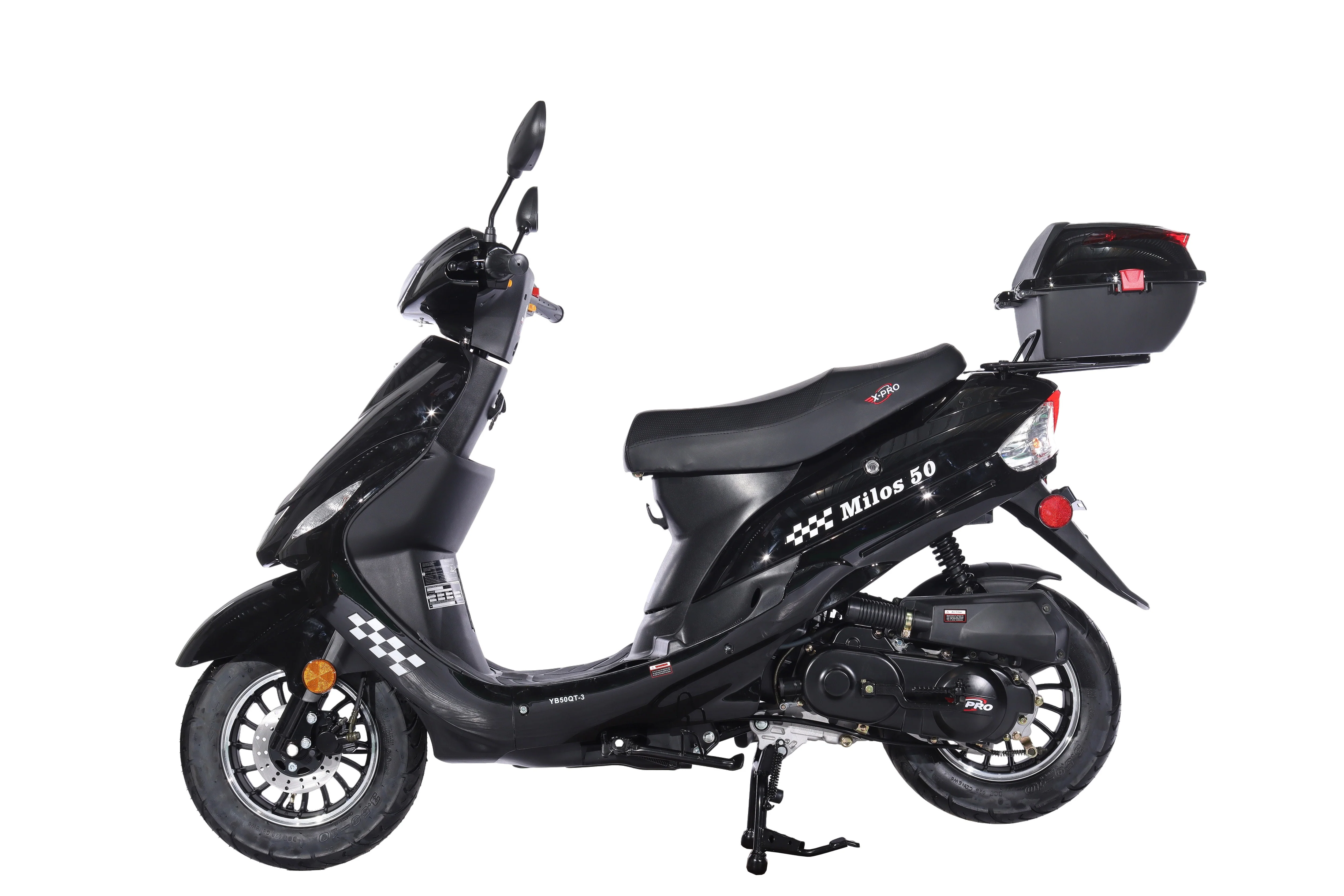 Free Shipping! X-PRO Milos 50cc Moped Scooter with 10in Aluminum Wheels, Rear Trunk, Electric/Kick Start! Large LED Headlight! - Image 8