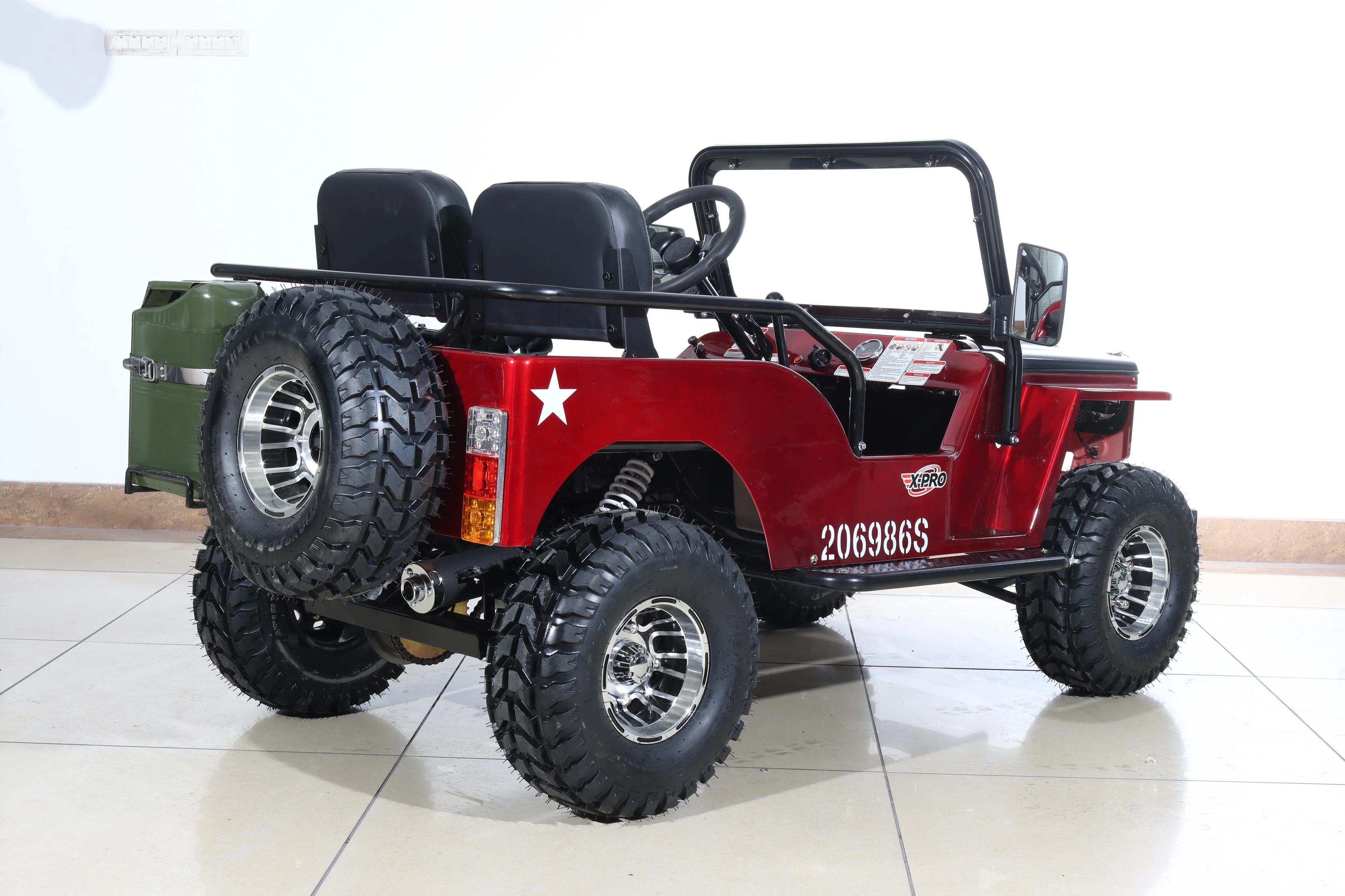 Free Shipping! X-PRO Ranger 150 Jeep Go Kart with 3-Speed Semi-Automatic Transmission w/Reverse, LED Headlights, With Windshield and Spare Tire, Big 18in Aluminium Rim Wheels! - Image 13