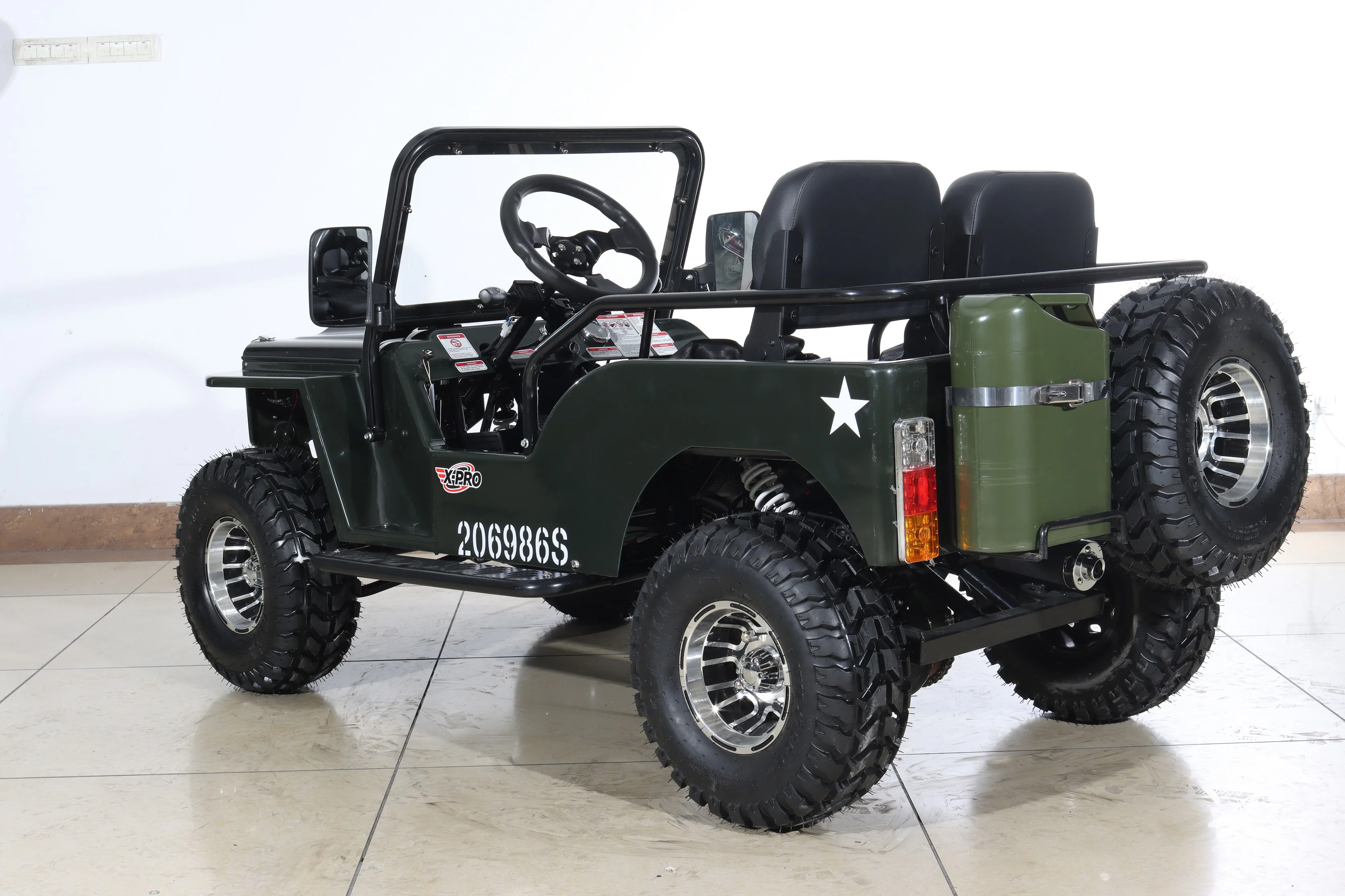 Free Shipping! X-PRO Ranger 150 Jeep Go Kart with 3-Speed Semi-Automatic Transmission w/Reverse, LED Headlights, With Windshield and Spare Tire, Big 18in Aluminium Rim Wheels! - Image 7