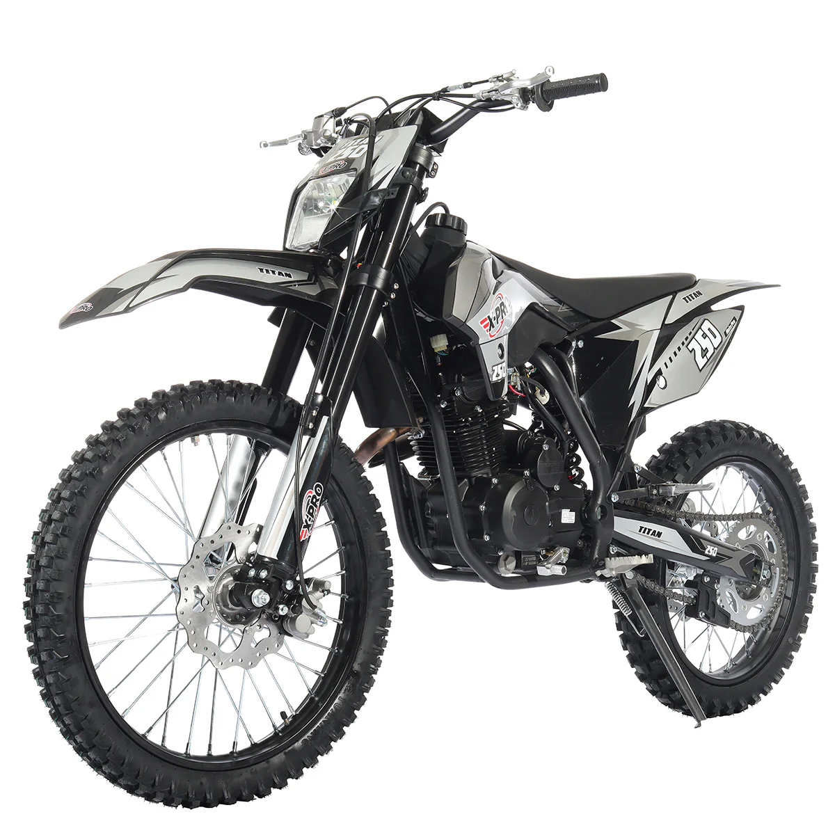 Free Shipping! X-PRO Titan 250cc Dirt Bike with LED Headlight, 5-Speed Manual Transmission, Electric/Kick Start! Big 21in/18in Wheels! Zongshen Brand Engine!